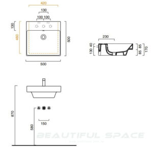 CATALANO義大利原裝進口 臉盆 洗臉盆 面盆-NEW ZERO-50X50CM壁掛盆 150ZP00