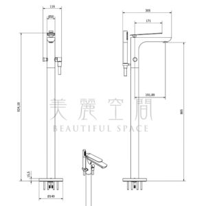 衛浴五金 浴缸立柱龍頭 IB K2系列 K2399