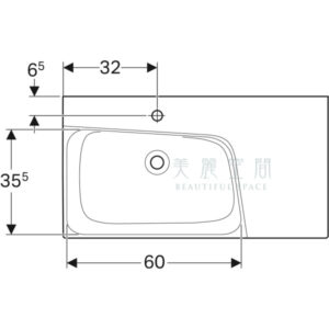GEBERIT 瑞士進口 臉盆 洗臉盆 面盆-500.533.01.1 右平台90公分 Xeno 2 washbasin with shelf surface