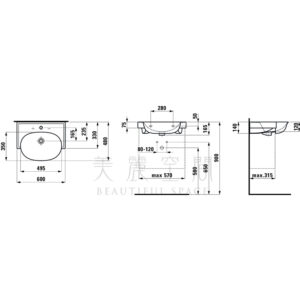 LAUFEN 81385.3 THE NEW CLASSIC 檯面盆 (60x48cm)