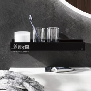 衛浴配件 40公分淋浴置物架 EMCO 黑色 AURA 8545.134.01