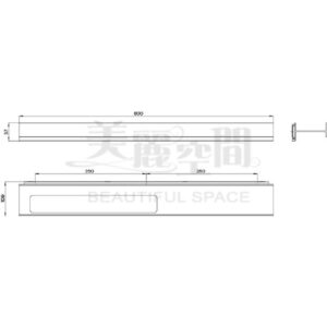 衛浴配件 80公分毛巾桿 EMCO 黑色 右平台 AURA 8560.134.01-2