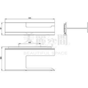 衛浴配件 紙捲架左平台 EMCO 黑色 AURA 8500.134.00-2