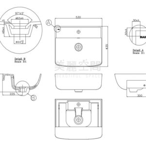 日本 INAX 半嵌型 面盆 S200 LINE系列 AL-345V-TW/BW1