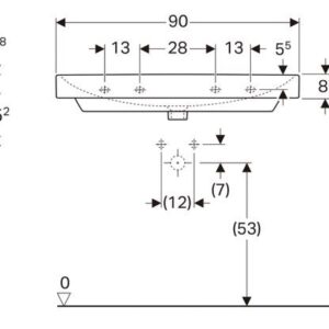 衛浴設備 面盆 無龍頭孔90公分 Geberit Smyle Square washbasin 500.250.01.1