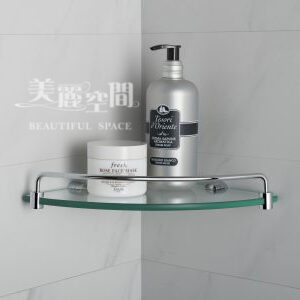 YATIN-轉角玻璃架消光黑/鉻色7.03