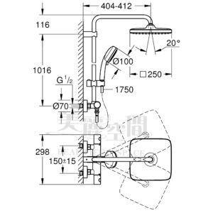 GROHE 26689.000 Tempesta Cocmopclitan 方形定溫淋浴組