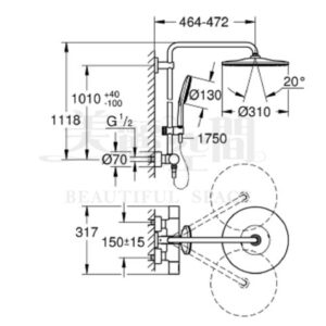 德國 GROHE RAINSHOWER 310 定溫淋浴花灑組 22119KF0 幻影黑