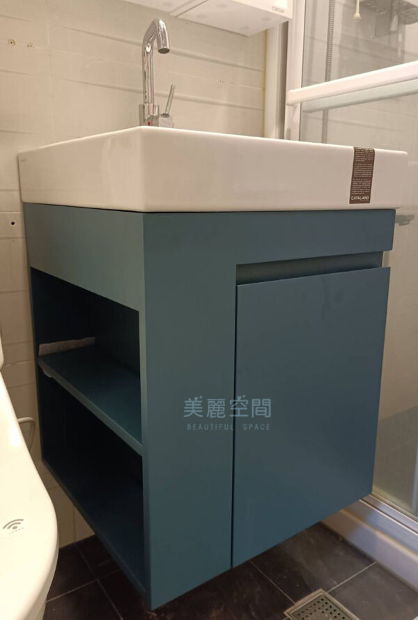 訂製烤漆浴櫃組 浴櫃顏色 藍綠花青烤漆 50cm