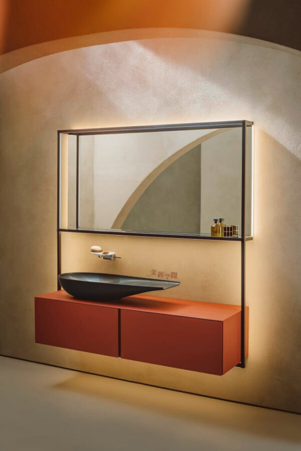 LAUFEN 81897.4.716.112.1 Alessi 霧黑色檯上盆(100x38cm) 彩圖2